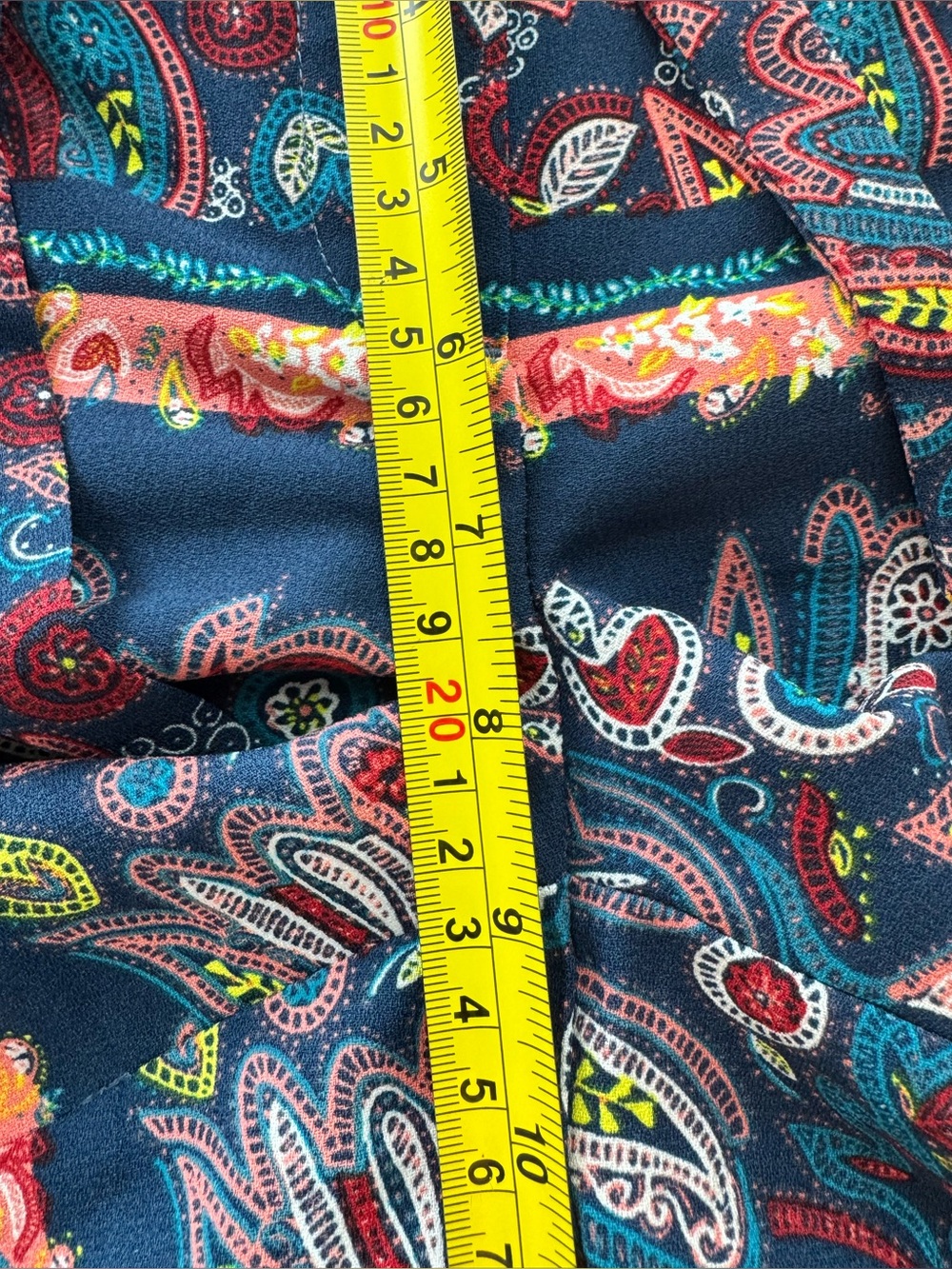 LOFT Paisley Print Tie Waist Shorts Navy Coral Size 0 Boho Summer - Picture 8 of 10